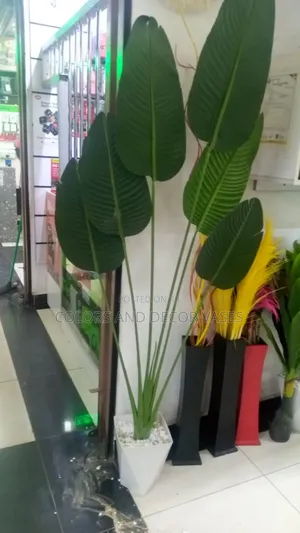 Artificial Big Banana, Plastic Vase and Pebble Stones