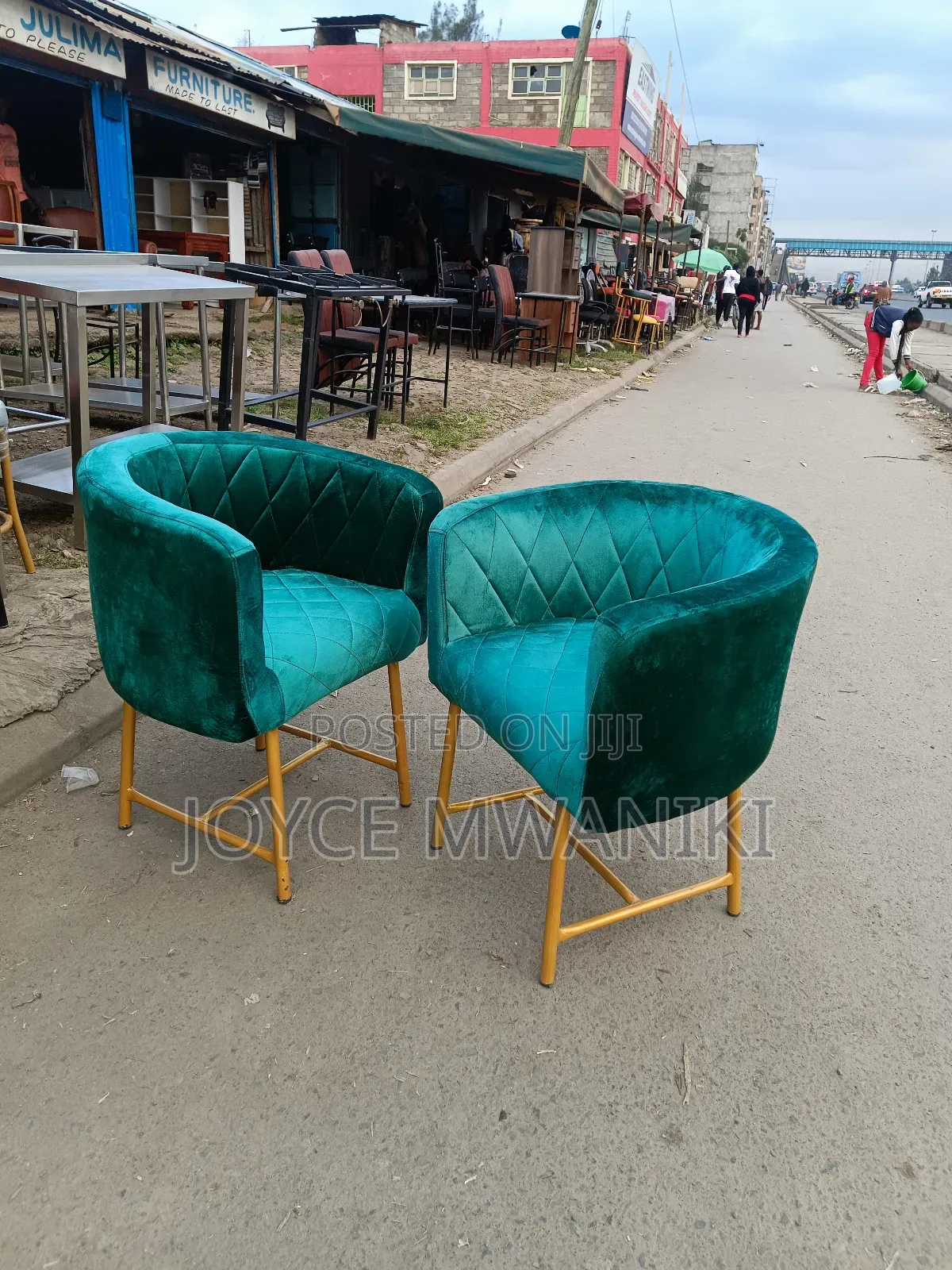 Styling Chairs, Green and Gold Colour 