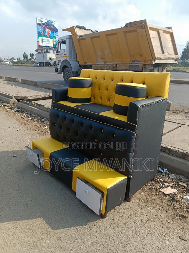 Pedicure Yellow and Black, 2 Seater With Drawers 