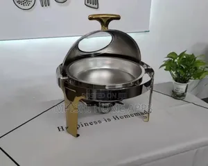 Roll Top Chaffing Dishe With Gold Stand