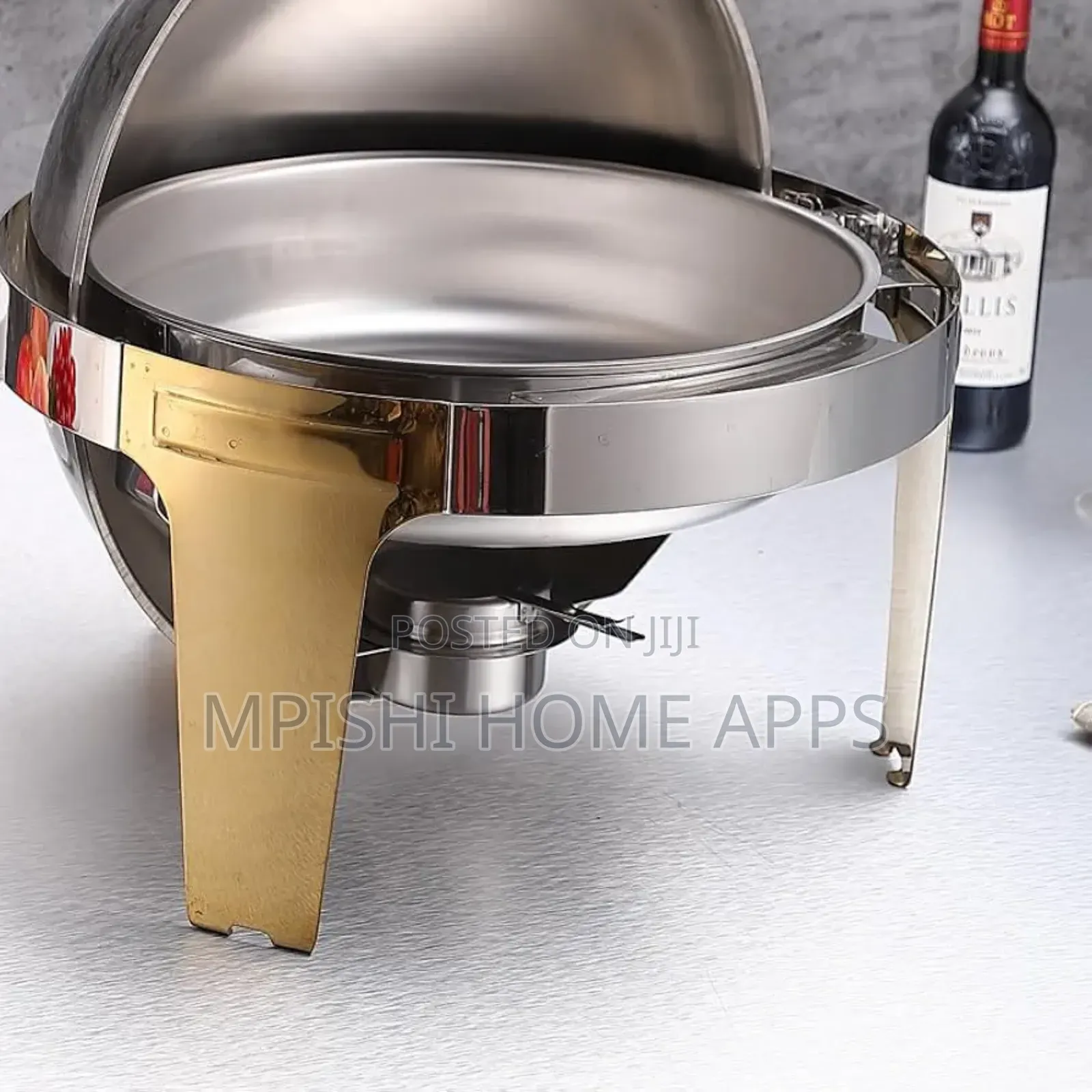 Roll Top Chaffing Dishe With Gold Stand