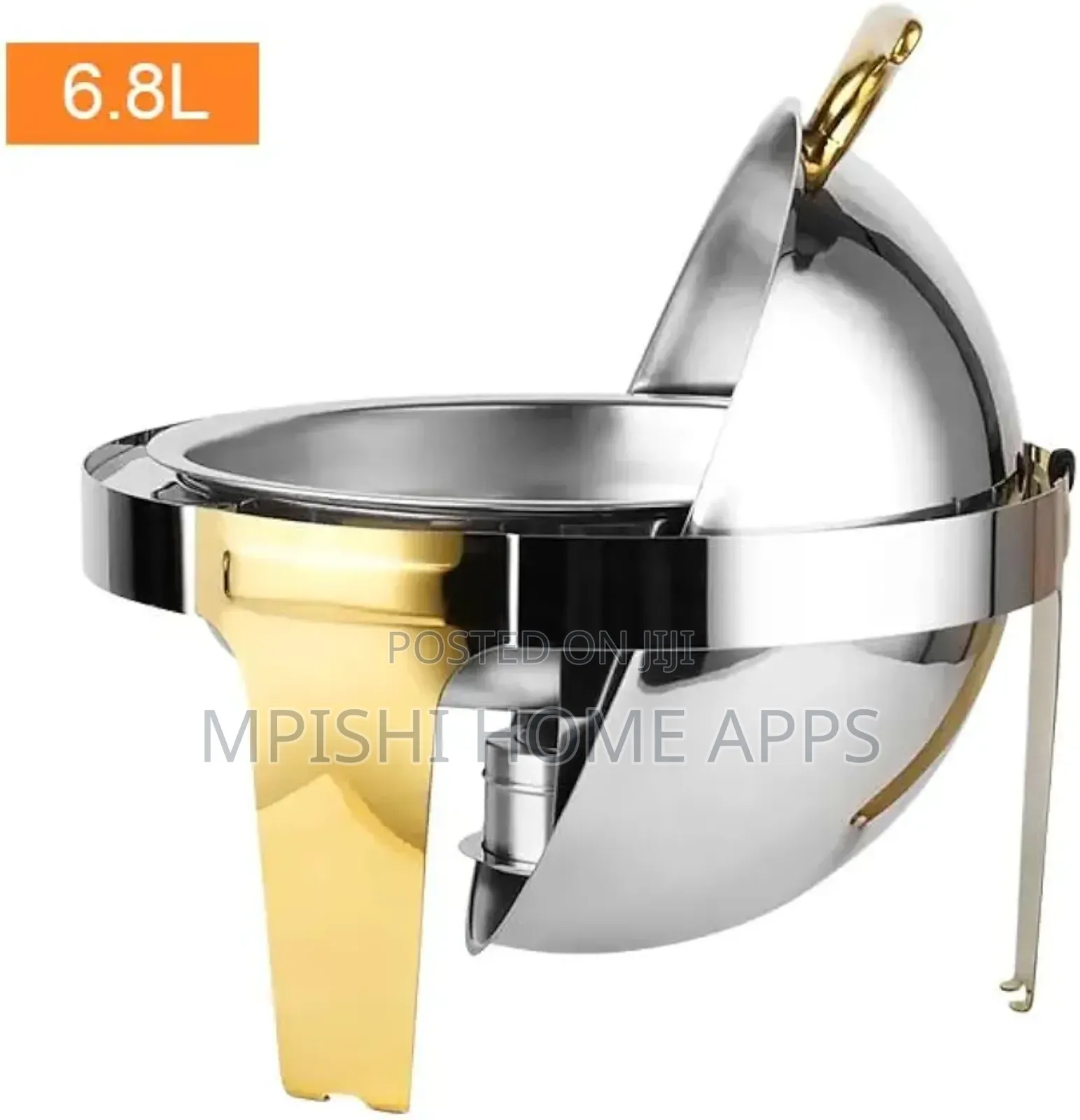 Roll Top Chaffing Dishe With Gold Stand