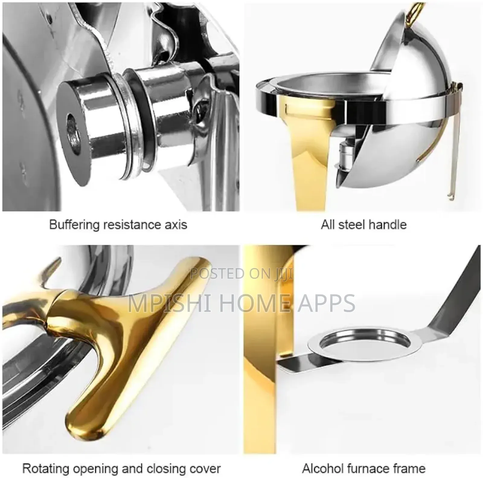 Roll Top Chaffing Dishe With Gold Stand