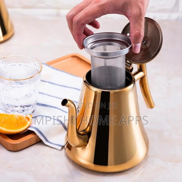 2ltrs Gold Tea Pot Stainless Steel - thumbnail 4