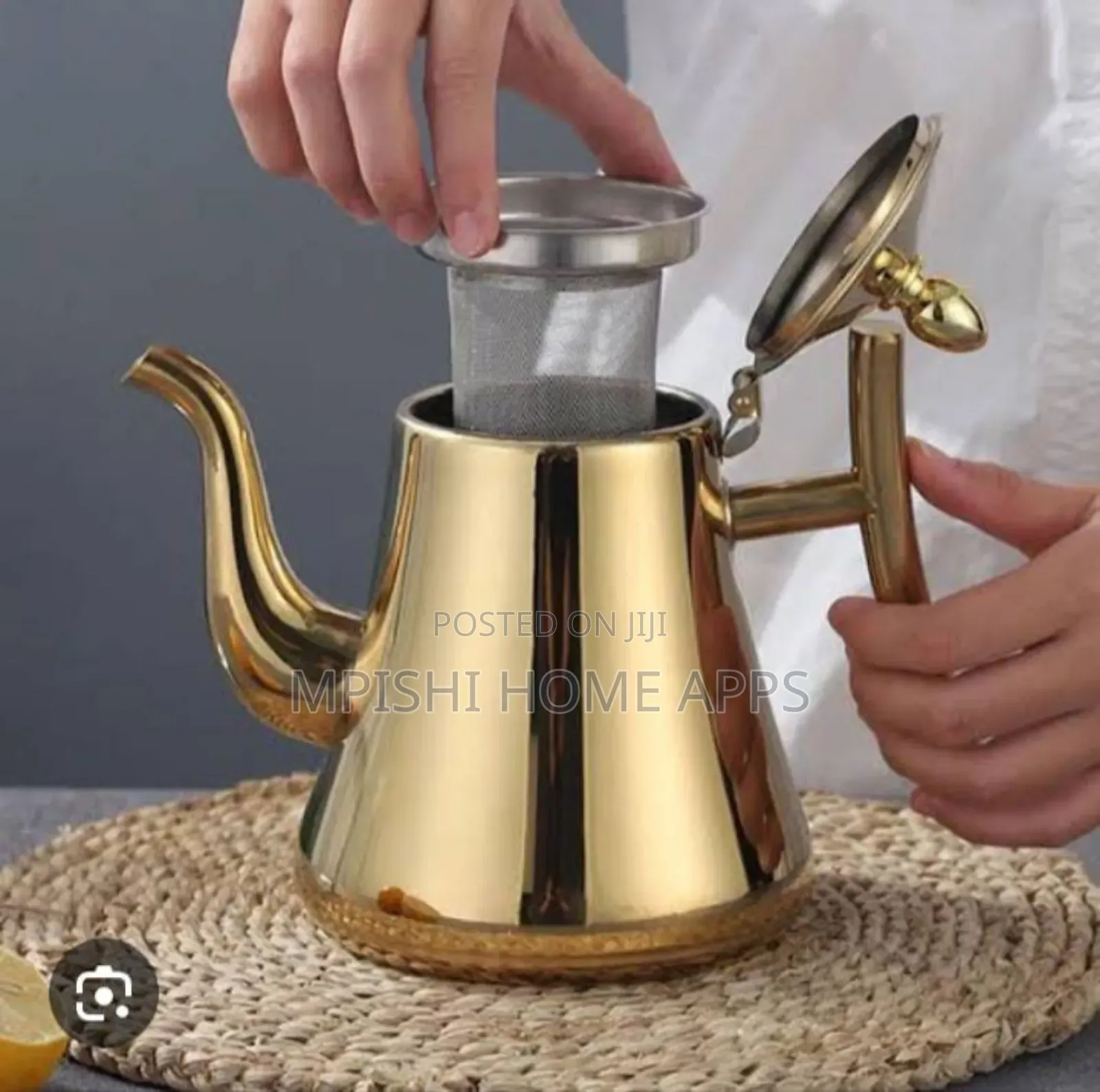2ltrs Gold Tea Pot Stainless Steel