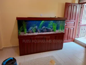 7ft Aquarium With Stand Fish and Deco