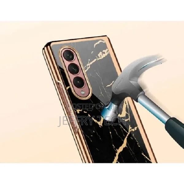 Marble Patterned Glass Case For Samsung Galaxy Z Fold 4 -mul - main view