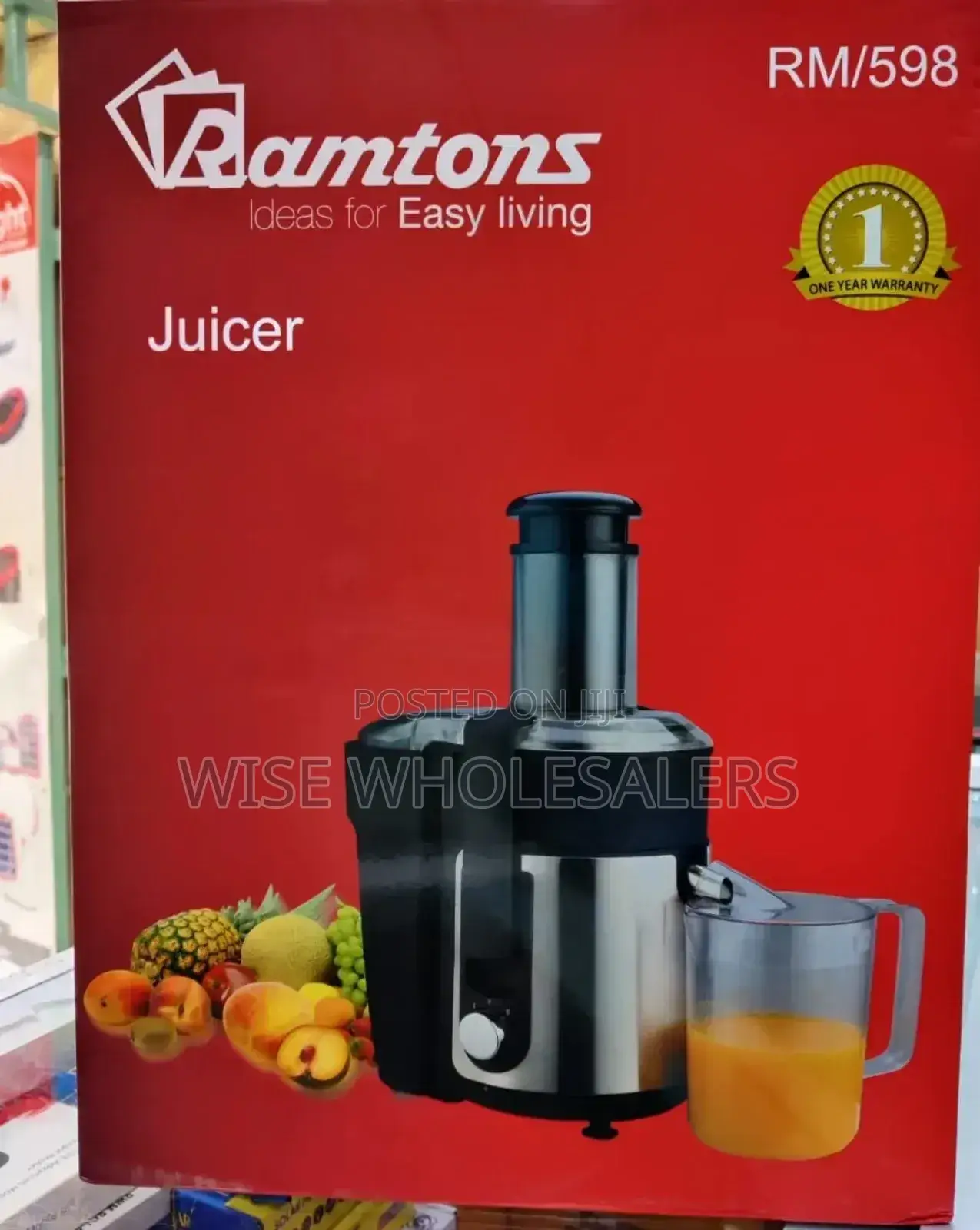 Ramtons Juice Extractor Black Silver 2 Speed 600w*Available
