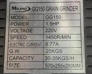 Milano Italia GG150 Grain Grinder Capacity 30-35kgs/Hr