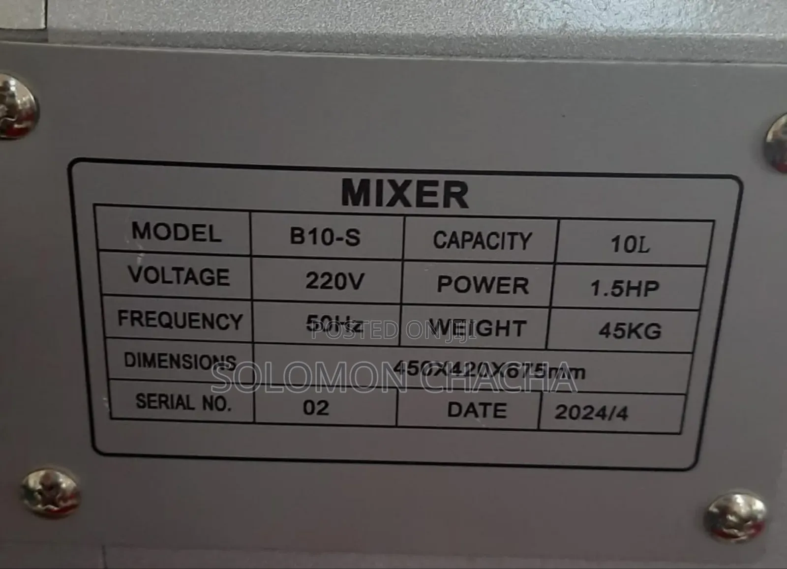 Milano Italia Food Mixer Capacity *10 LITRES*