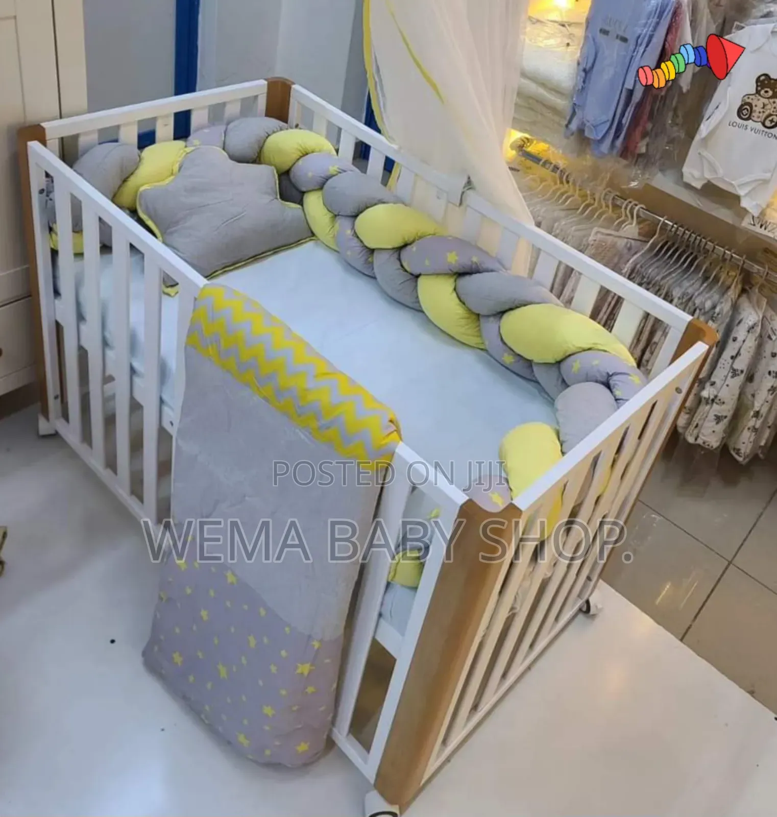 Baby Cot Braided Cot Bumper Set (With-Duvet/Bedsheet,M/Net)