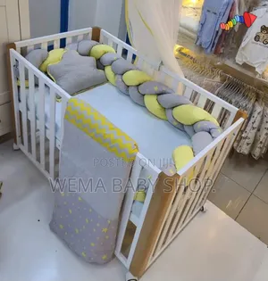 Baby Cot Braided Cot Bumper Set (With-Duvet/Bedsheet,M/Net)