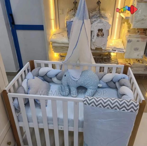 Baby Cot Braided Cot Bumper Set (With-Duvet/Bedsheet,M/Net) - thumbnail 3