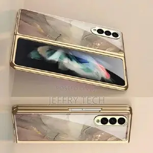 Marble Patterned Glass Case For Samsung Galaxy Z Fold 3 -bro