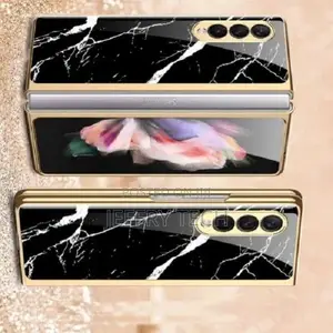Marble Patterned Glass Case For Samsung Galaxy Z Fold 4 -mul