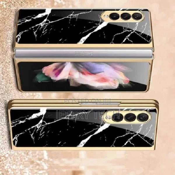 Marble Patterned Glass Case For Samsung Galaxy Z Fold 4 -mul - thumbnail 3