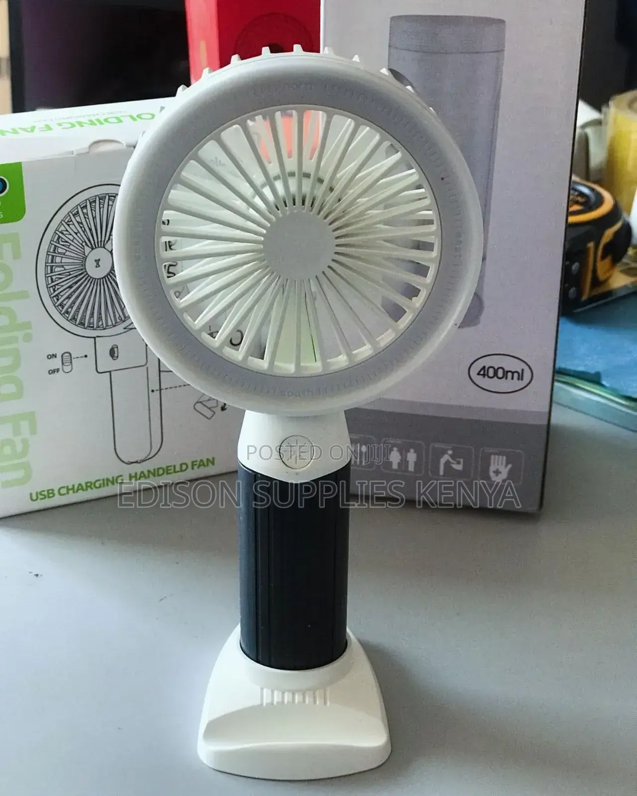Rechargeable Hand Fan Wt Stand Portable Stylish Makeup Fans
