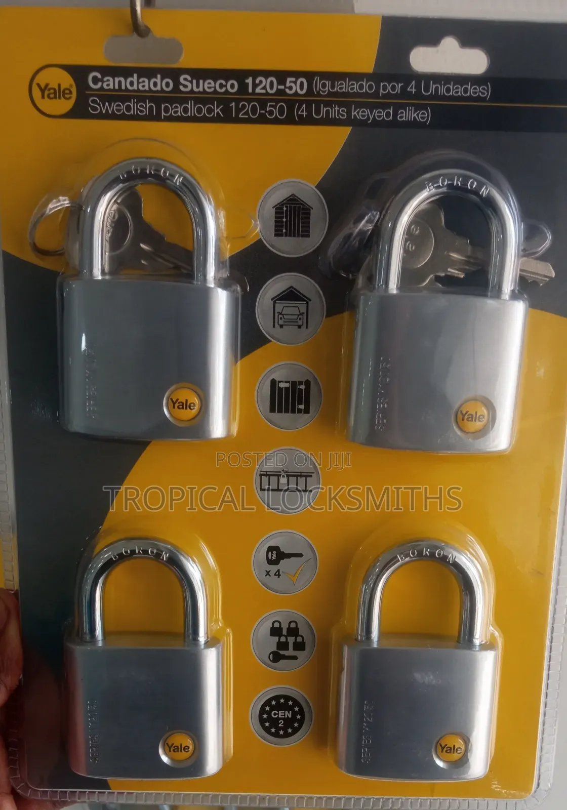 4 Yale Padlocks Keyed Alike(50mm)