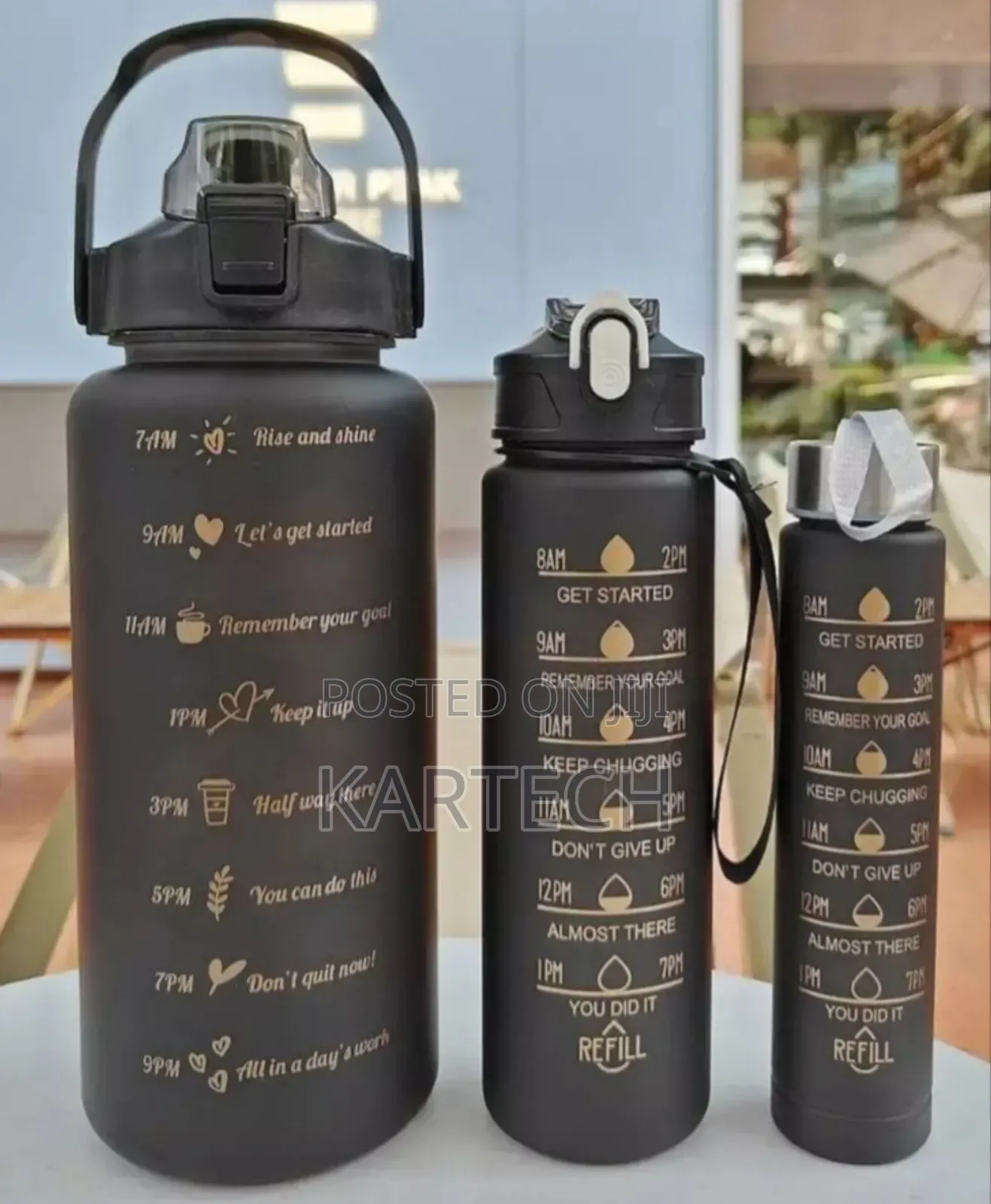 3 in 1 Motivational Water Bottle
With Removeable Straw