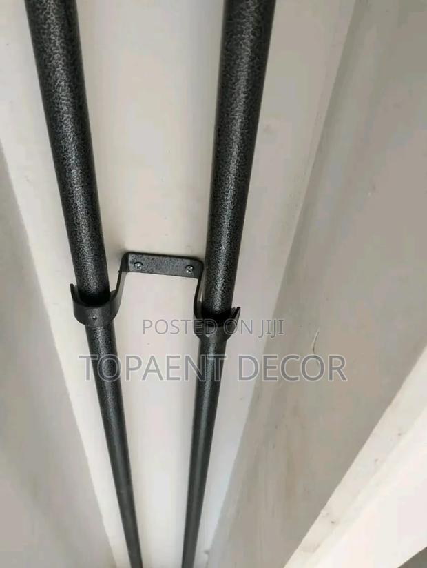 Grey Double Powder Coated Curtain Rods Anda Ceiling Bracket - main view