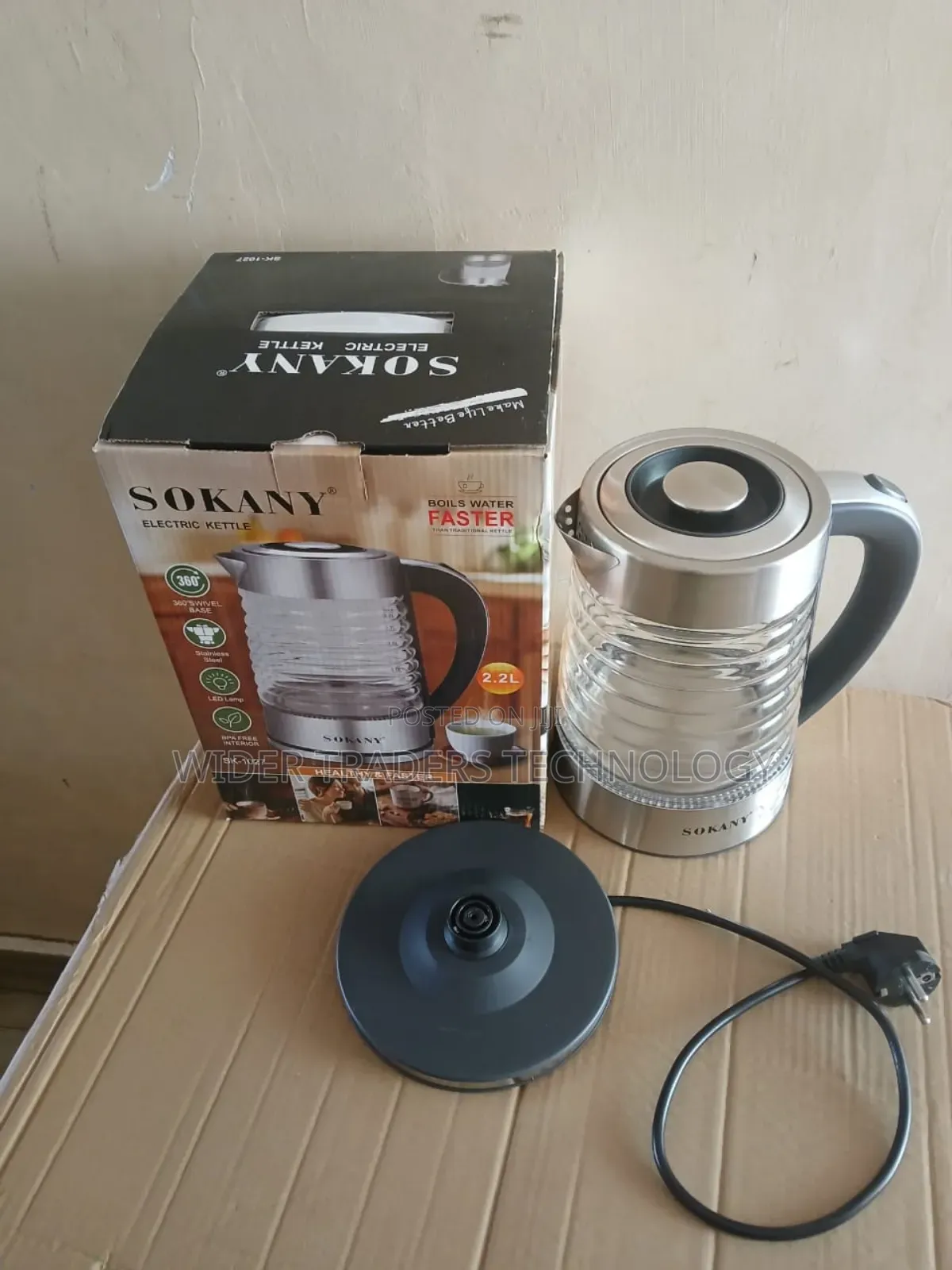 Sokany Glass Kettle 2.2.Ltrs