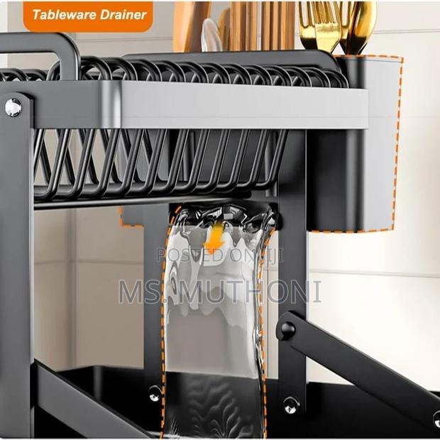 2 Tier Foldable Dish Drying Rack With Drip Tray - thumbnail 7