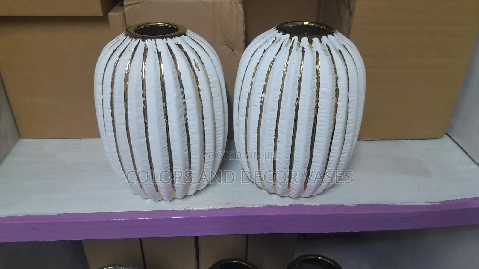 Ceramic Vases White and Gold