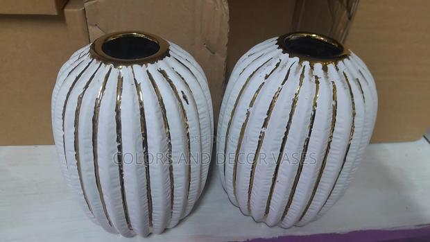White With a Touch of Gold Ceramic Vases - main view