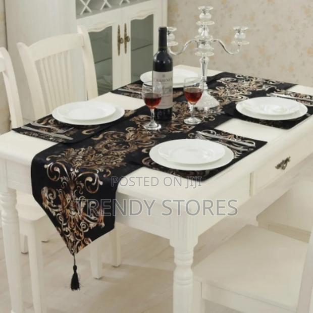 Gold Pattern Table Runner With Matching Mats