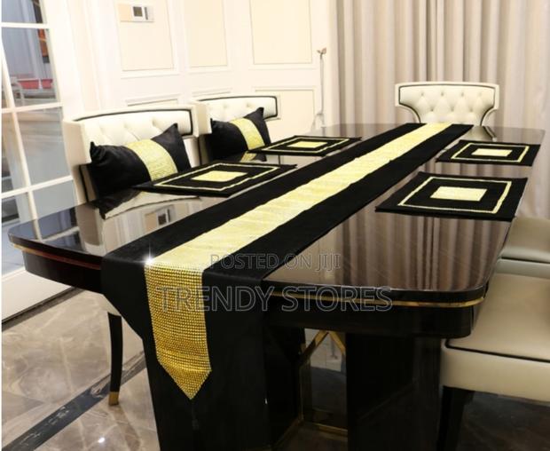 Black Luxury Gold Rhinestone Table Runner - main view
