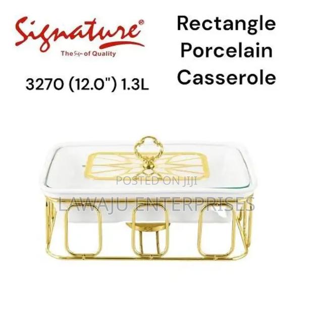 Signature 12 Inch Rectangle Porcelain Chaffing Dish - main view