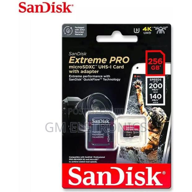 New Sandisk 256GB Extreme PRO Microsd UHS-I Card (Adapter). - main view