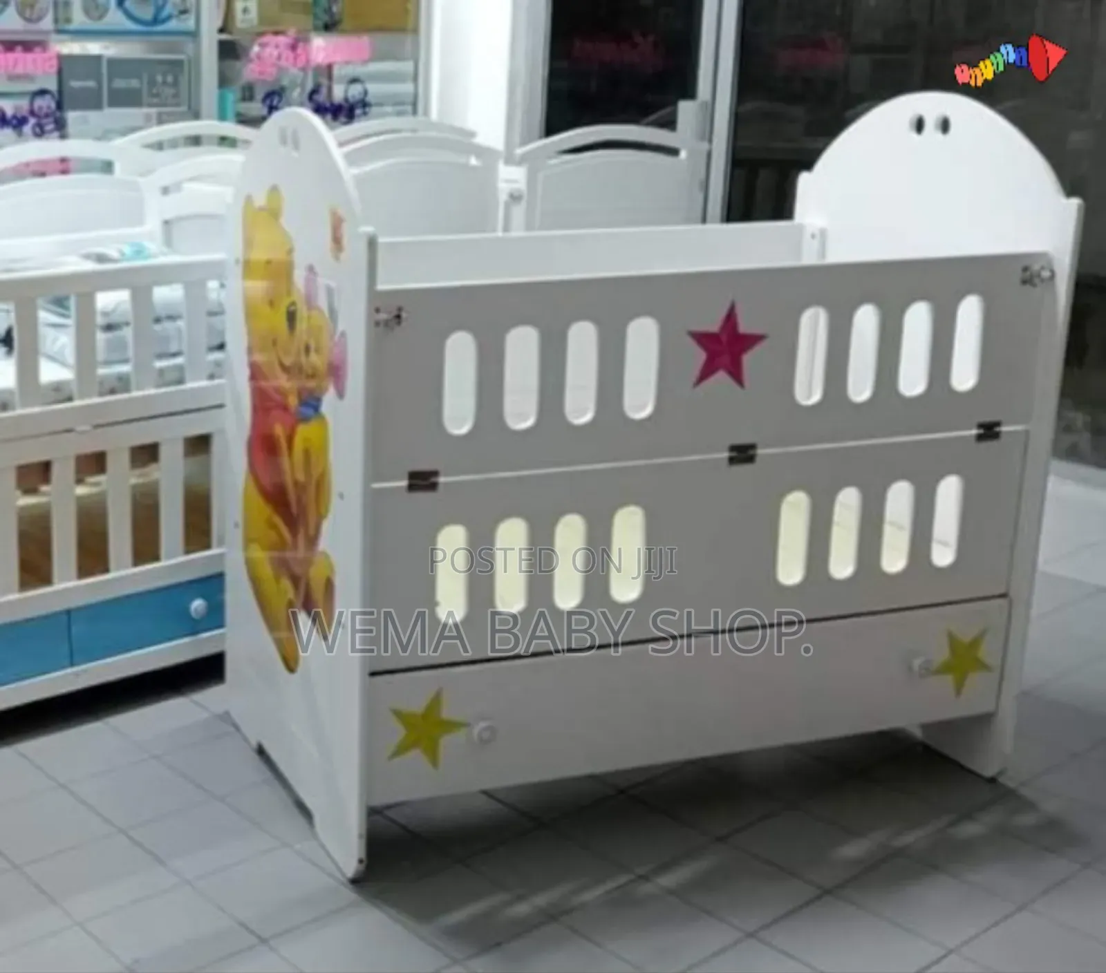 MDF Baby Cot Package Set (Cot+Bumpers+M/Net+Mattress)