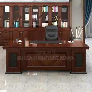 Elegant L-Shaped Executive Desk in Brown Wood