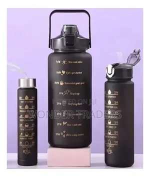 Black Themed Motivational Water Bottles 3pcs