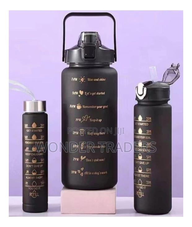 Black Themed Motivational Water Bottles 3pcs