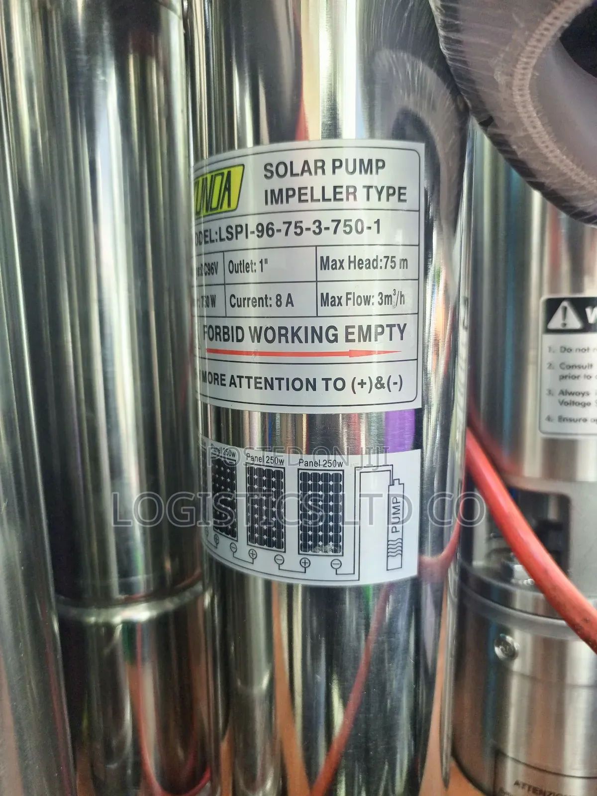 Kunda 75m Solarpump 96v 750watts Impeller Type