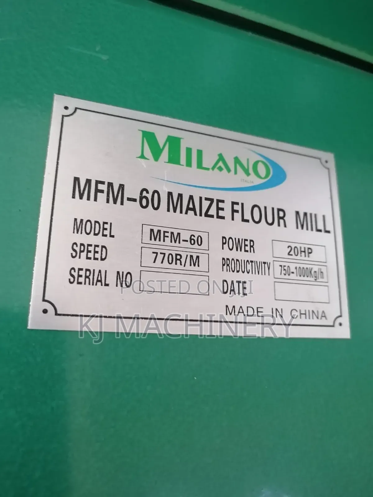 Milano MFM-60 Maize Flour Roller Mill With 20hp Motor