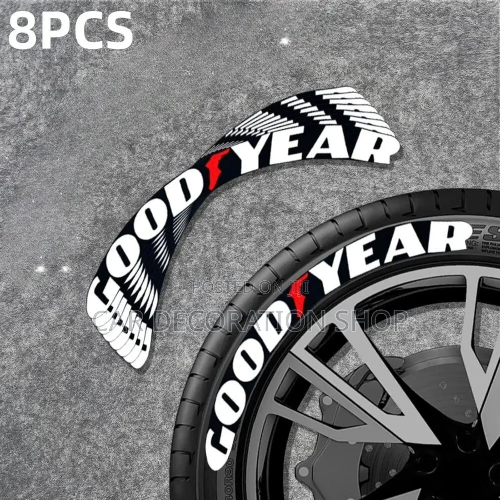 8pcs (2pcs Per Tyre) Good Year Sportish Rubber Tire Stickers