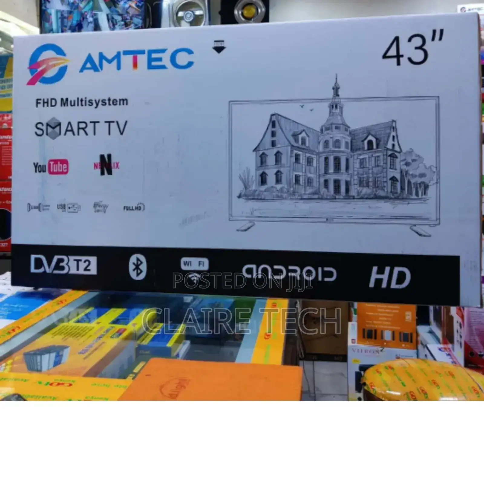 New Amtec 43 Inches Smart Android Flameless Tv Withbluetooth