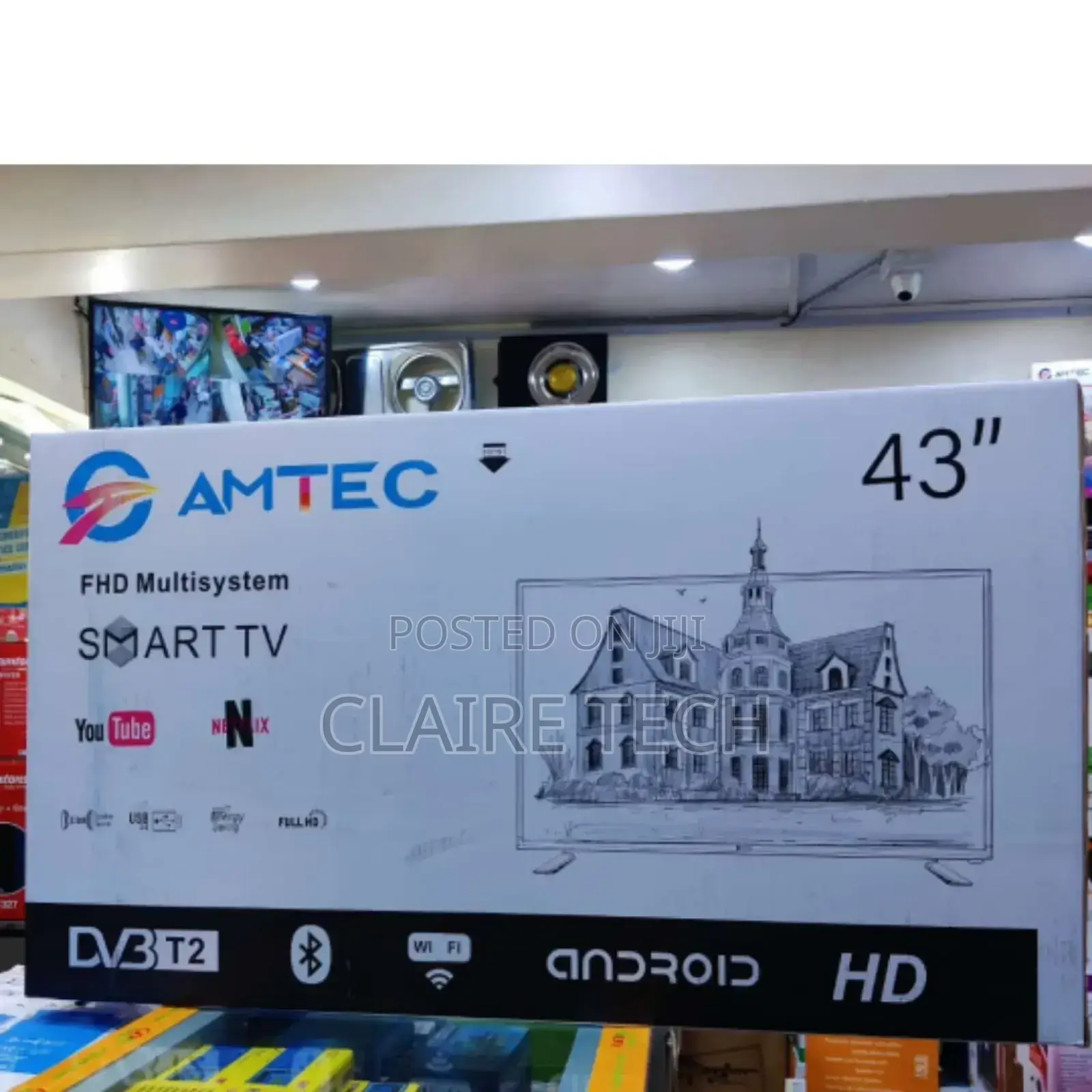 New Amtec 43 Inches Smart Android Flameless Tv Withbluetooth