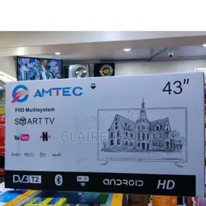 New Amtec 43 Inches Smart Android Flameless Tv Withbluetooth