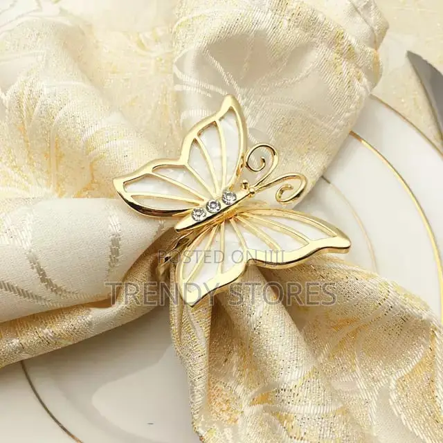 6 Golden Butterfly Napkin Holder