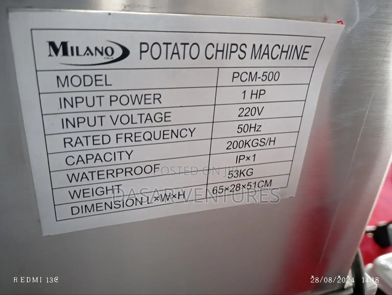 Potato Chips Machine 200kg/Hr - PCM-500