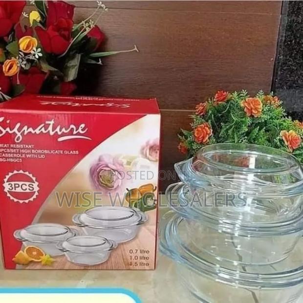 Signature Microwave Safe Heavy Glass Casserole 3 Pcs*