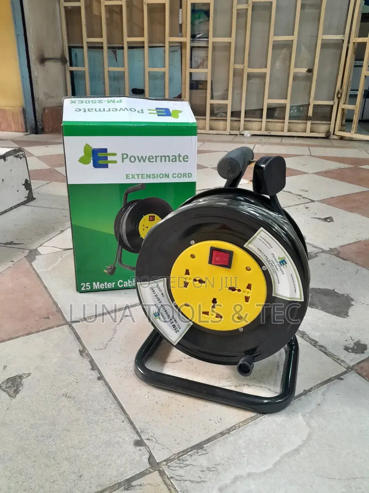 Reliable Power Extension Cable, 25m Has 3 Sockets.