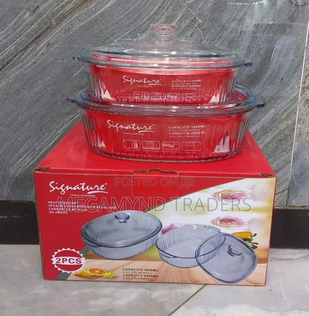 2pc Borosilicate Casserole With Lid /Baking Glass Tin - thumbnail 2