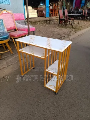 Manicure Marble Table, Gold and White