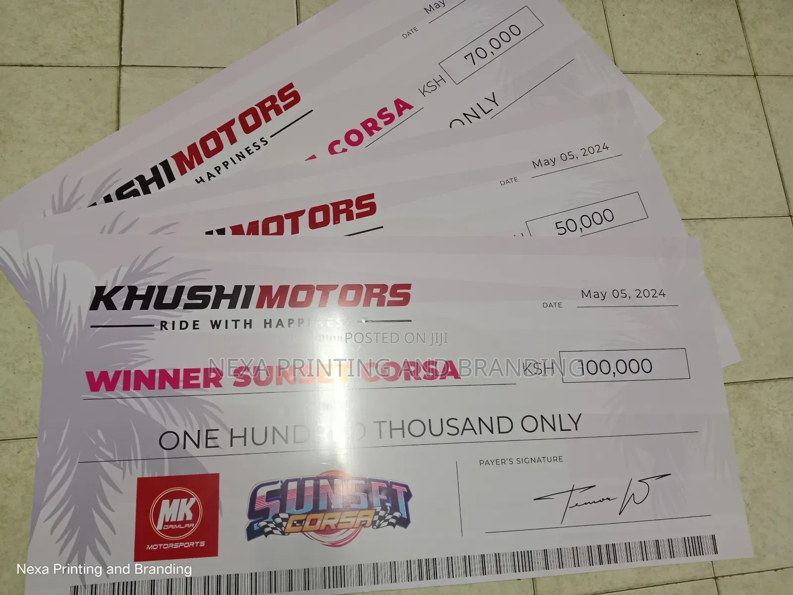 Presentation Dummy Cheques Customized