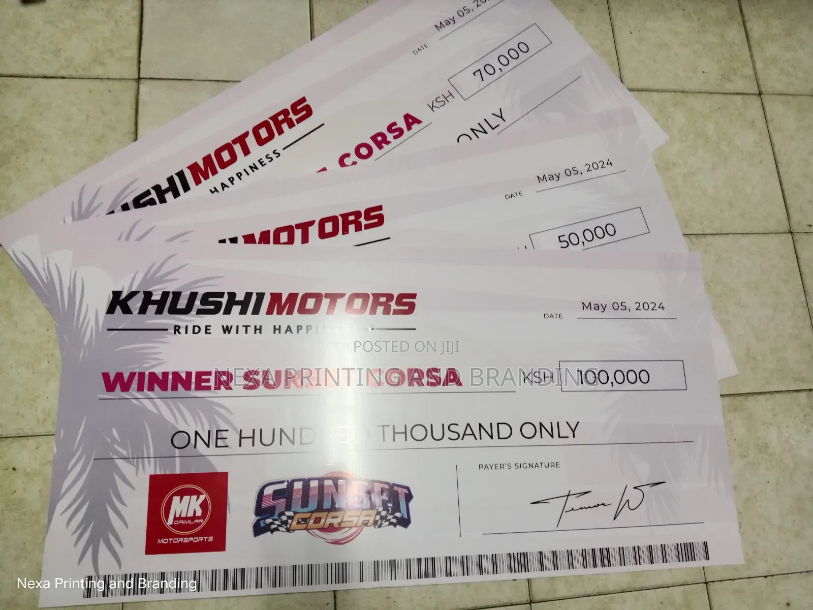 Presentation Dummy Cheques Customized